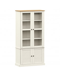 Vetrina VIGO 85x35x170 cm in Legno Massello di Pino Bianco 2