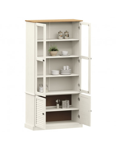 Vetrina VIGO 85x35x170 cm in Legno Massello di Pino Bianco