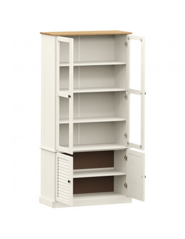 Vetrina VIGO 85x35x170 cm in Legno Massello di Pino Bianco