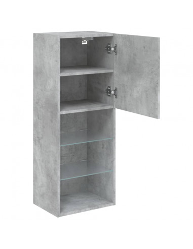 Mobile TV con Luci LED Grigio Cemento 40,5x30x102 cm