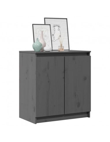 Armadietto Grigio 60x36x65 cm in Legno Massello di Pino