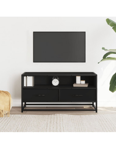 Mobile TV Nero 80x34,5x40 cm in Truciolato Metallo