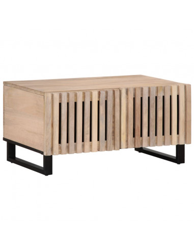 Tavolino da Salotto Bianco 80x51x40 cm Legno Massello di Mango