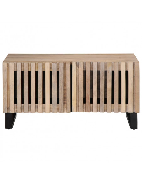 Tavolino da Salotto Bianco 80x51x40 cm Legno Massello di Mango