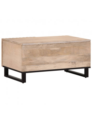 Tavolino da Salotto Bianco 80x51x40 cm Legno Massello di Mango