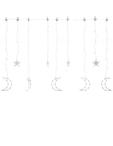 Luci Fatate Stella e Luna con Telecomando 138 LED Bianco Freddo