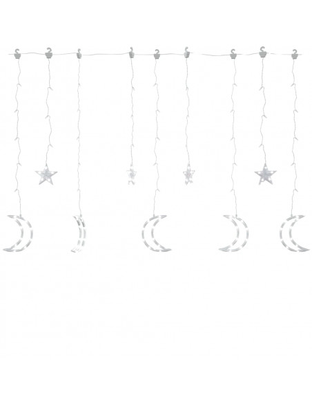 Luci Fatate Stella e Luna con Telecomando 138 LED Bianco Freddo