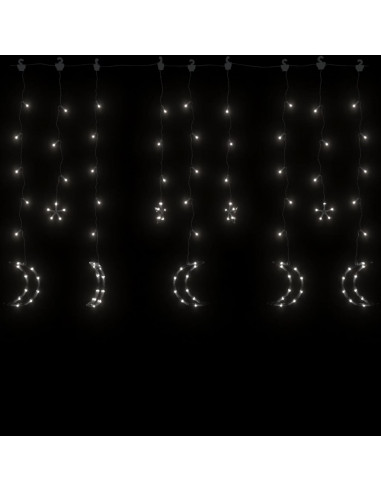 Luci Fatate Stella e Luna con Telecomando 138 LED Bianco Freddo