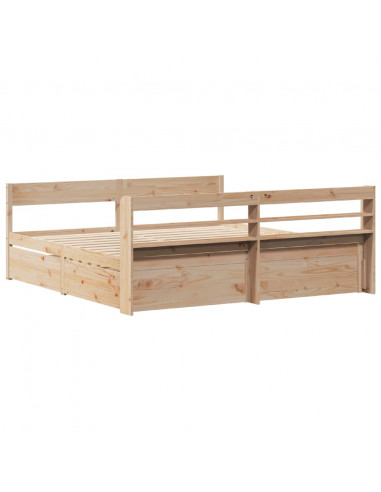 Letto senza Materasso 200x200 cm in Legno Massello di Pino