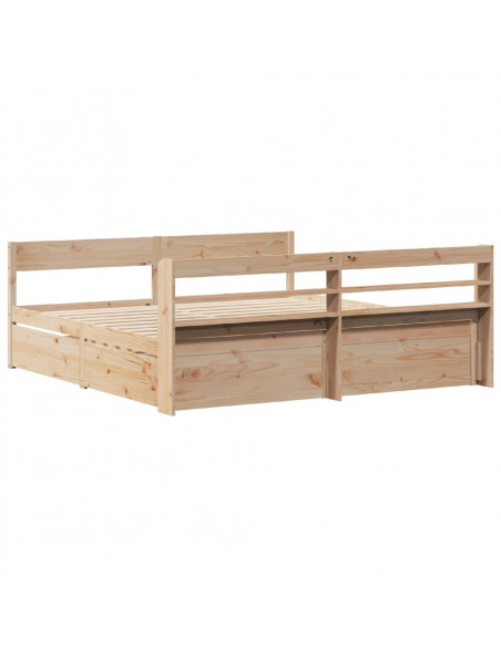 Letto senza Materasso 200x200 cm in Legno Massello di Pino