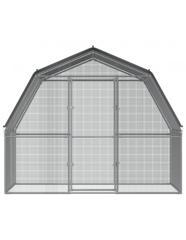 Gabbie per Polli 2 pz con Tetto e Anta Argento Acciaio Zincato