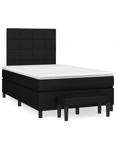 Giroletto a Molle con Materasso Nero 120x200 cm in Tessuto