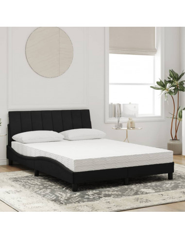 Letto con Materasso Nero 140x190 cm in Velluto