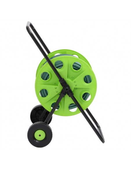 Carrello Avvolgitubo Verde con Set Raccordi Tubo 0,75" 20 m PVC