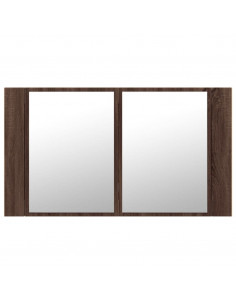 Armadietto Specchio con LED Rovere Marrone 80x12x45cm Acrilico 2