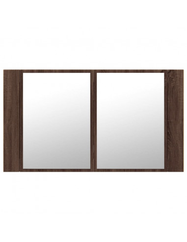 Armadietto Specchio con LED Rovere Marrone 80x12x45cm Acrilico