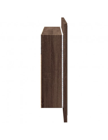 Armadietto Specchio con LED Rovere Marrone 80x12x45cm Acrilico