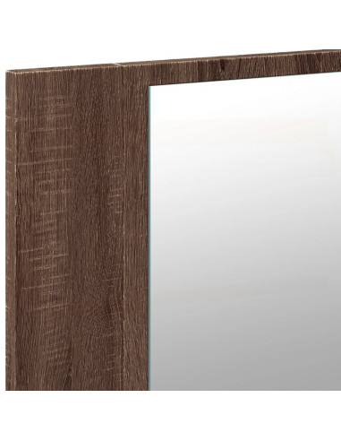 Armadietto Specchio con LED Rovere Marrone 80x12x45cm Acrilico