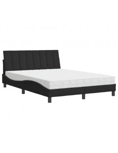 Letto con Materasso Nero 120x200 cm in Velluto
