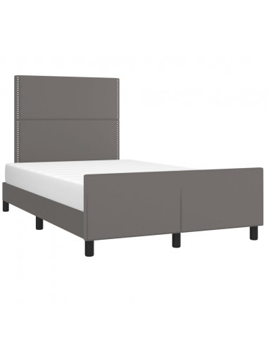 Giroletto con Testiera Grigio 120x190 cm in Similpelle