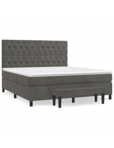 Giroletto a Molle con Materasso Grigio Scuro 160x200 cm Velluto 2