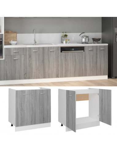 Mobiletto Grigio Sonoma 80x46x81,5 cm in Legno Multistrato