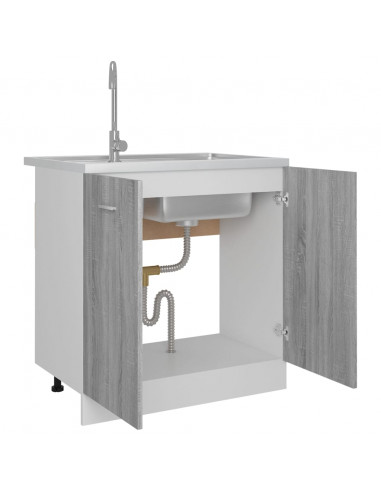 Mobiletto Grigio Sonoma 80x46x81,5 cm in Legno Multistrato