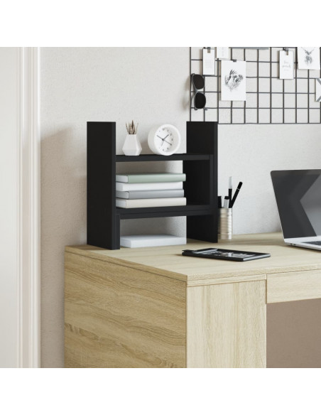 Organizer da Scrivania Nero 38,5x17x39 cm in Legno Multistrato