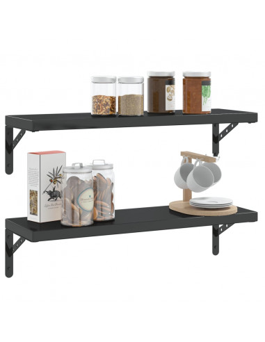 Staffe per Mensola 4 pz 23,5x2,5x15,5 cm in Acciaio Inox Nero