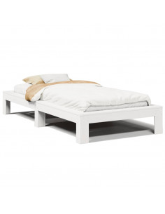 Letto senza Materasso Bianco 90x200 cm Legno Massello di Pino 2