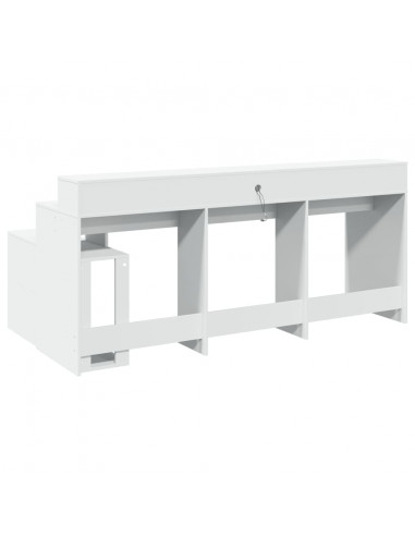 Scrivania con Luci LED Bianca 200x104x91 cm in Truciolato