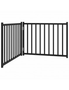 Cancello Cani Pieghevole 2 Pannelli Nero 160 cm Massello Abete 2