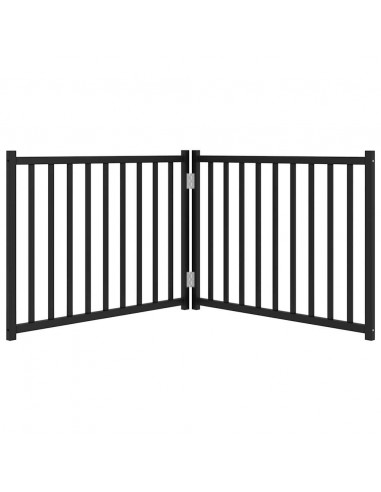 Cancello Cani Pieghevole 2 Pannelli Nero 160 cm Massello Abete