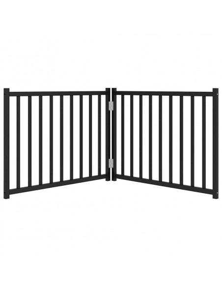 Cancello Cani Pieghevole 2 Pannelli Nero 160 cm Massello Abete