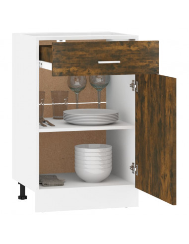 Mobile con Cassetto Rovere Fumo 50x46x81,5 cm Legno Multistrato