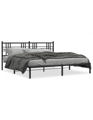 Giroletto con Testiera in Metallo Nero 193x203 cm