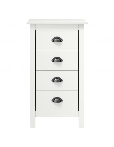 Credenza Hill Bianca 46x35x80 cm in Legno Massello di Pino