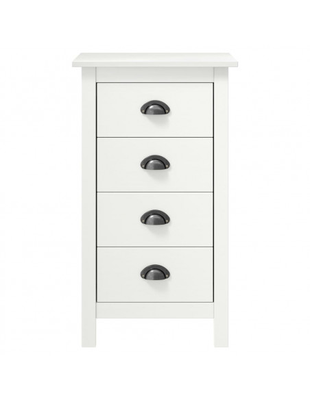 Credenza Hill Bianca 46x35x80 cm in Legno Massello di Pino