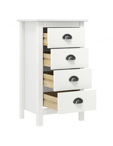 Credenza Hill Bianca 46x35x80 cm in Legno Massello di Pino