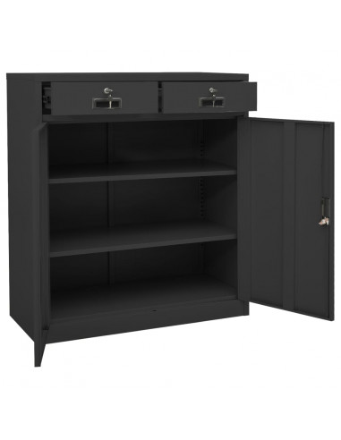 Armadio per Ufficio Antracite 90x40x102 cm in Acciaio