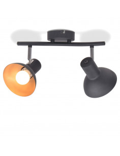 Lampadario per 2 Lampadine E27 Nero e Oro 2