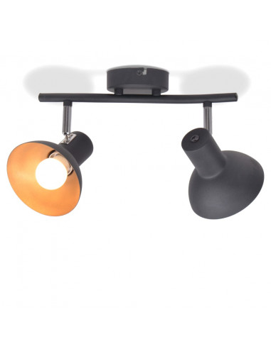 Lampadario per 2 Lampadine E27 Nero e Oro