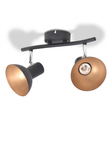 Lampadario per 2 Lampadine E27 Nero e Oro
