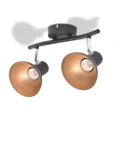 Lampadario per 2 Lampadine E27 Nero e Oro