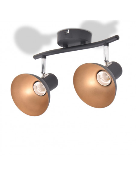Lampadario per 2 Lampadine E27 Nero e Oro