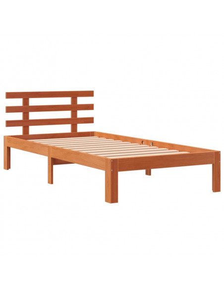 Giroletto con Testiera Marrone Cera 90x190 cm Massello Pino