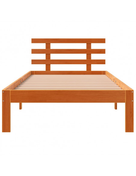 Giroletto con Testiera Marrone Cera 90x190 cm Massello Pino