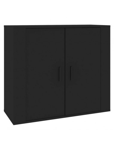 Credenza Nera 80x33x70 cm in Legno Multistrato
