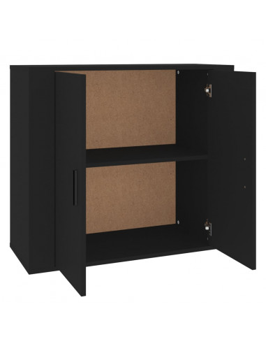 Credenza Nera 80x33x70 cm in Legno Multistrato