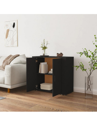 Credenza Nera 80x33x70 cm in Legno Multistrato
